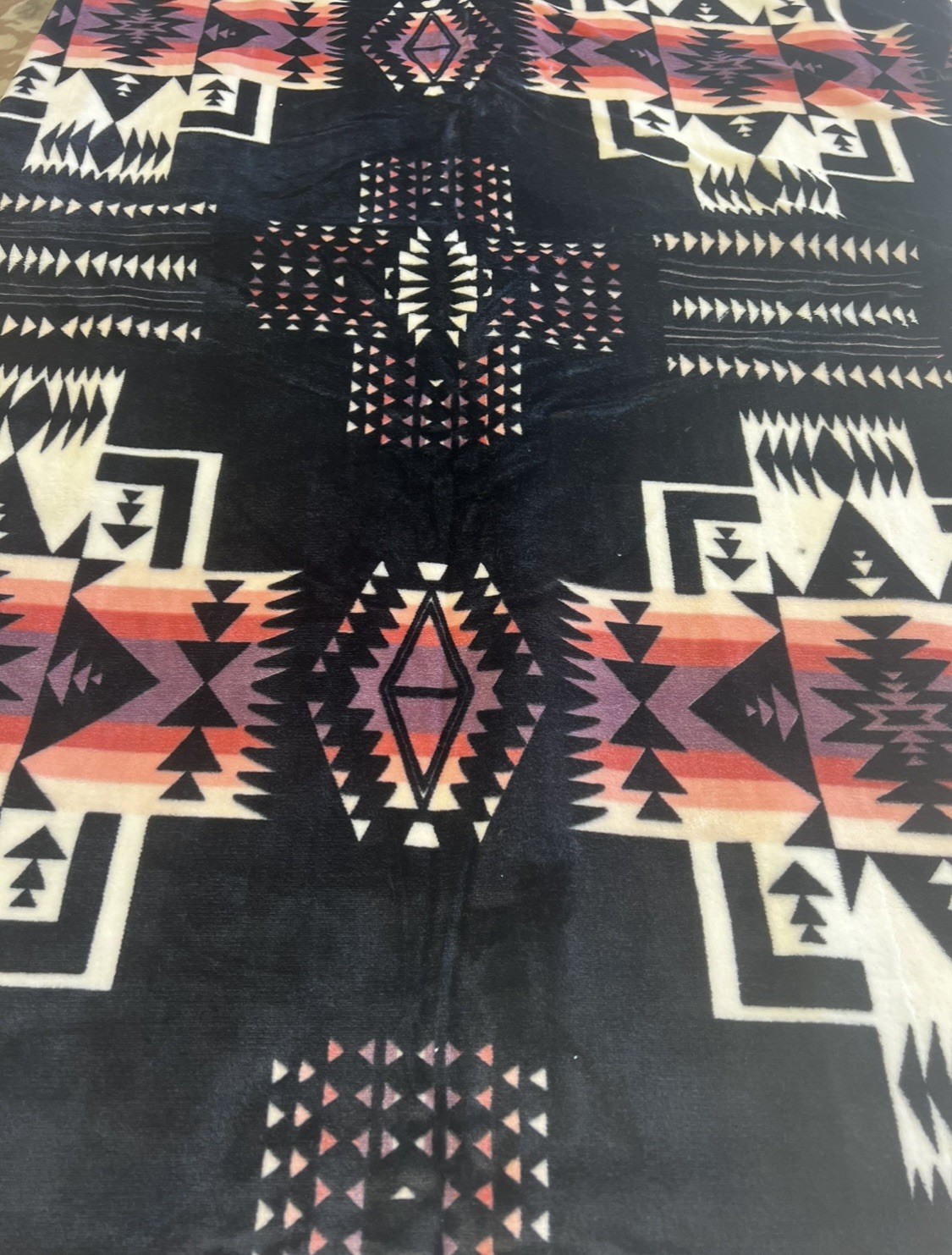 Native American Style 2 Ply Plush Reversible Blanket Sz Queen Black Wow Stunning gallery
