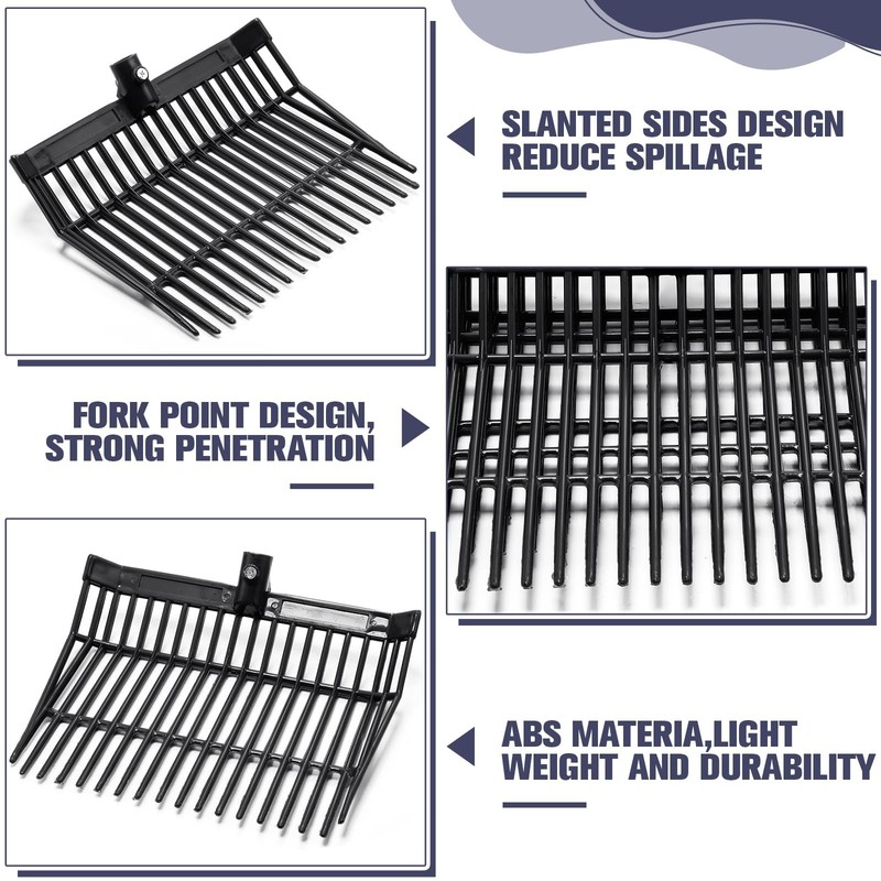 Manure Fork Replacement Head, 18 Tines Pitchfork with Screws & Nuts, Black gallery