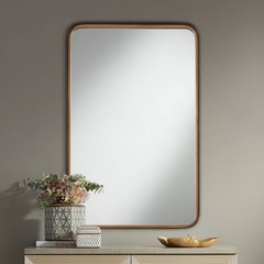 Andi Rectangular Vanity Wall Mirror Modern Beveled Gold Black Frame 24″ Wide