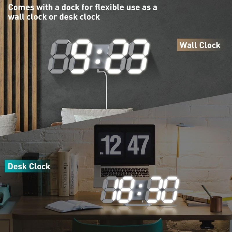 LED Digital Wall Clock with Remote Control, 9.7" Night Light gallery
