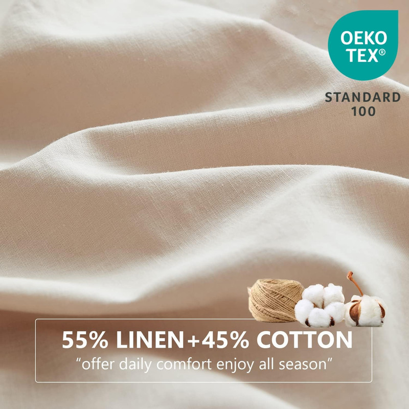 Vintage Chic Belgian Linen Sheet Set with Ruffles - Queen Size 4Pcs gallery