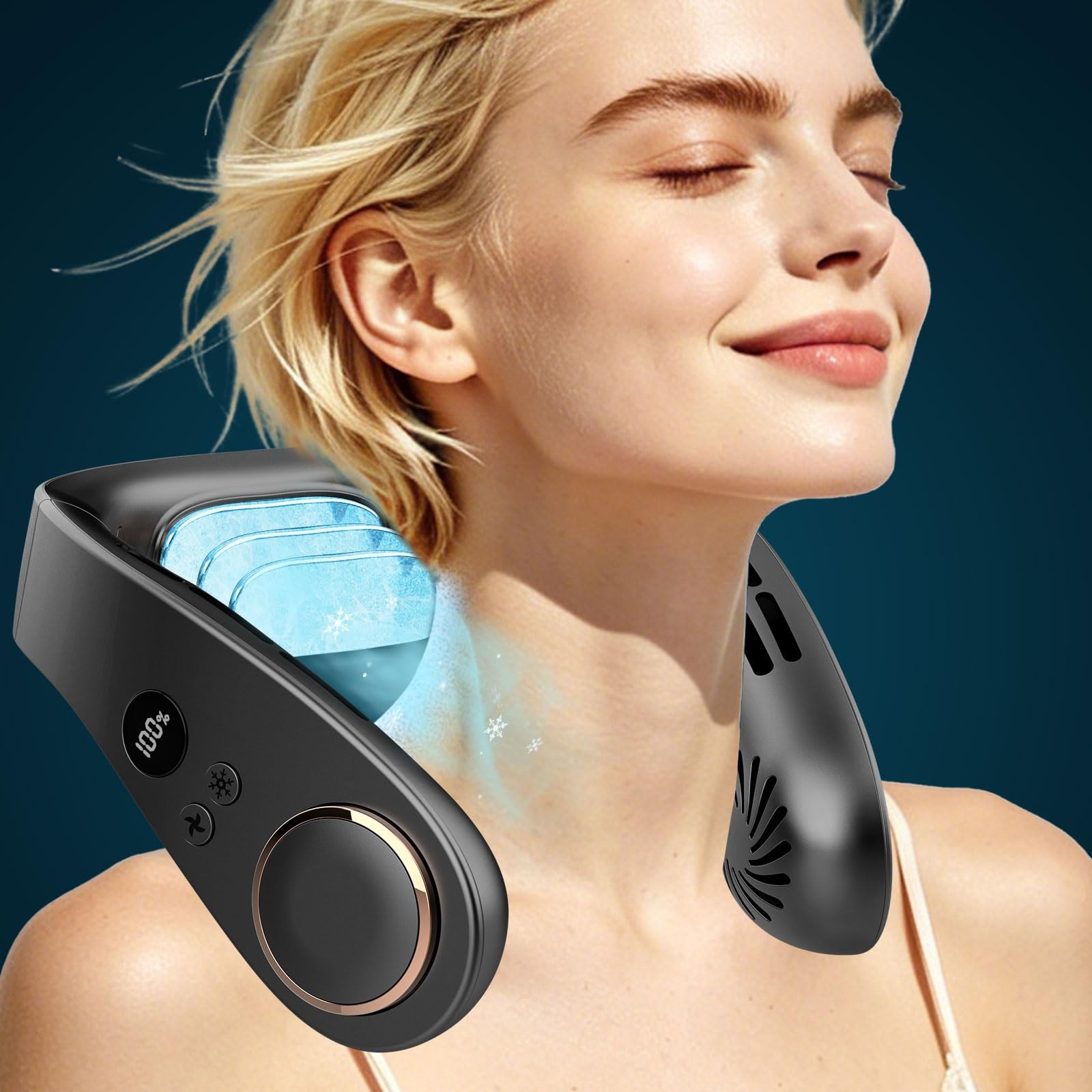 Neck Fan with Cooling Plate, Quiet 30dB, 3-24Hrs Cooling,5500mAh Battery,LED ... gallery