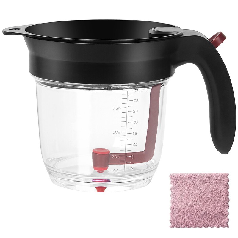 4-Cup Gravy Fat Separator With Bottom Release & Strainer 1L Grease Separator USA gallery