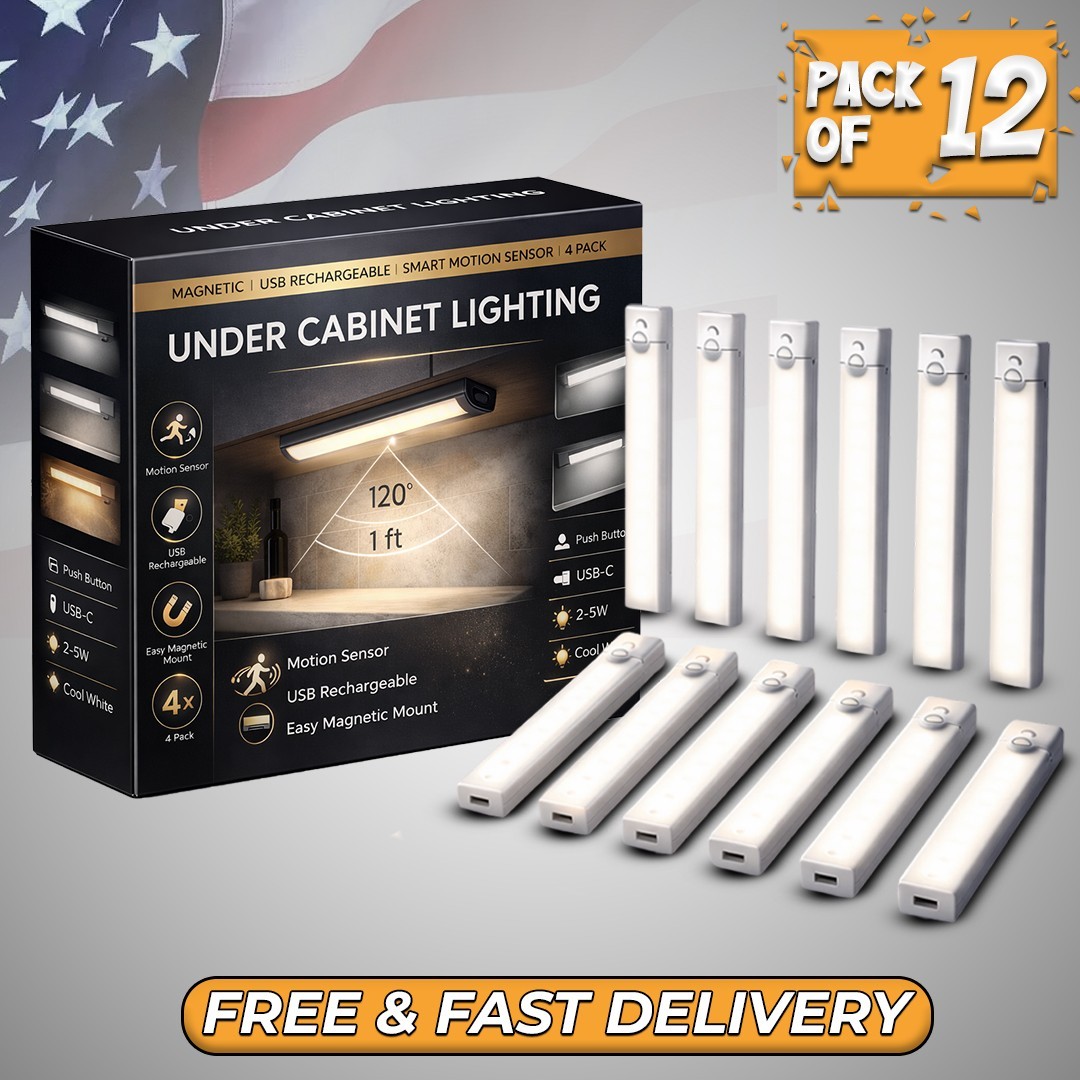 2-12 Pack LED Under Cabinet Lights, Rechargeable Motion Sensor, 3 Color Dimmable gallery