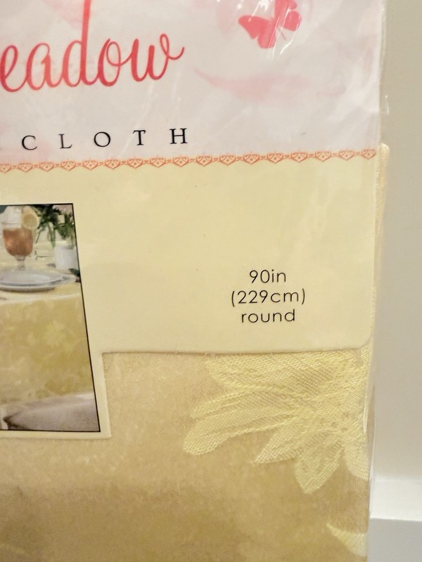 Spring Meadow Tablecloth Natural Damask Spring Yellow 90” Round New In Package gallery