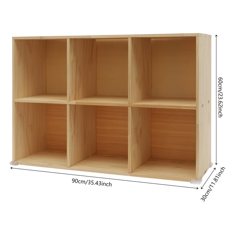 Solid Wood Bookcase with 6 Cubes - Stylish Storage & Elegant Design gallery
