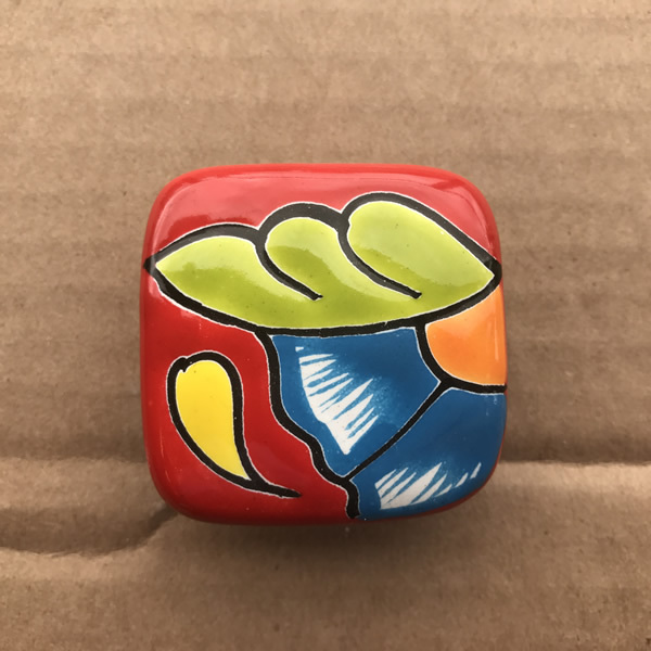 C30 TALAVERA CABINET DRAWER PULL CERAMIC KNOB FLOWER DESIGN Amigos Pottery MX gallery