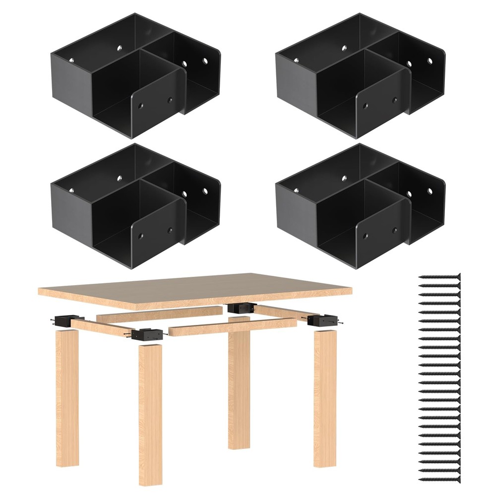 Heavy Duty Workbench Bracket Kit, 4 Pcs 3-Way Right Angle Corner Brackets for...