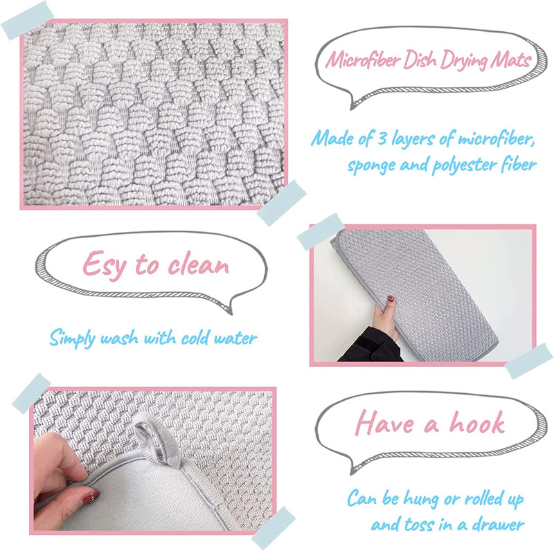 2 Pack Microfiber Dish Drying Mat,24*17 inch Absorbent Dish Drainer Kitchen Coun gallery