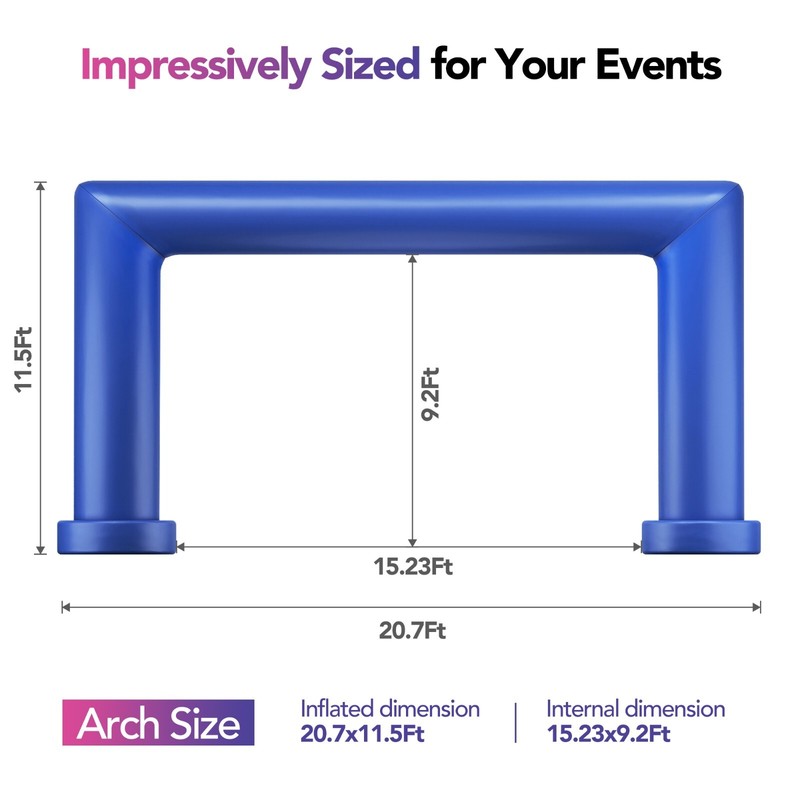 Large 21Ft Square Inflatable Arch with built-in blower - Blue gallery