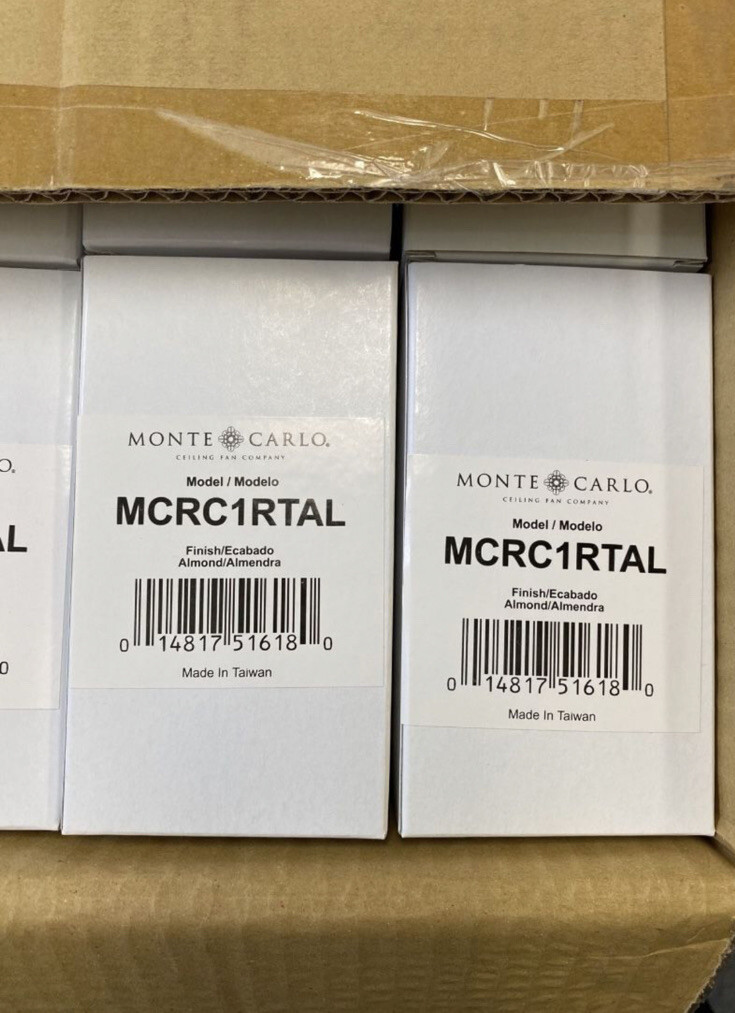 NEW Monte Carlo MCRC1RT 4-Button Fan Remote Control, ALMOND gallery