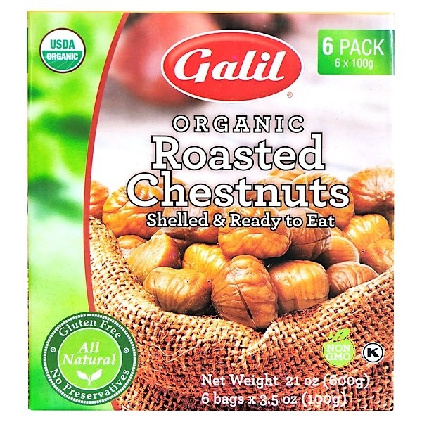 NEW GALIL ORGANIC CHESTNUTS ROASTED PEELED,SHELLED AND READY TO EAT 6 PACK 3.5oz gallery