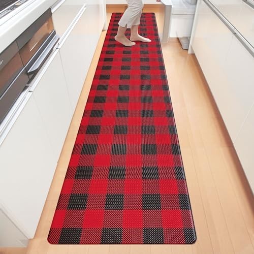 Long Kitchen Runner Rug Anti-Fatigue Floor Mat 17.3x94 Inches Black Red gallery