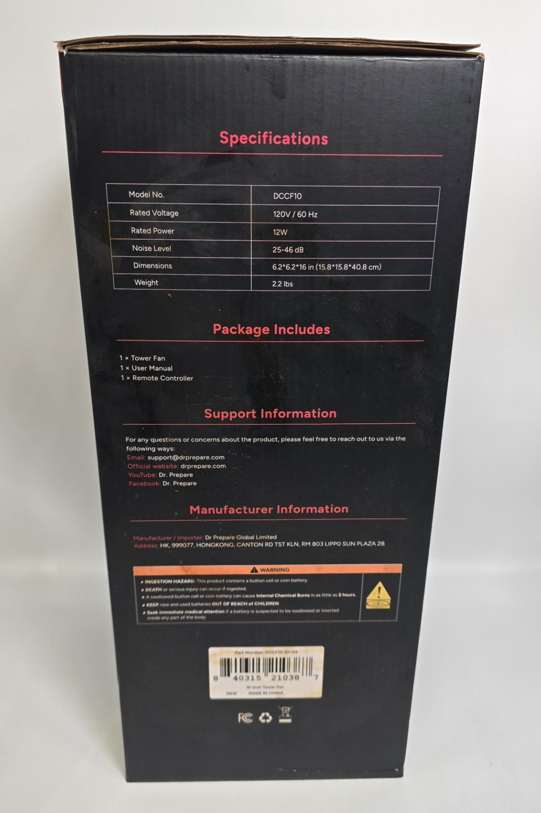 DR.PREPARE Tower Fan for Bedroom, 25 dB Quiet DC Bladeless Fan w/ Remote *NEW* gallery