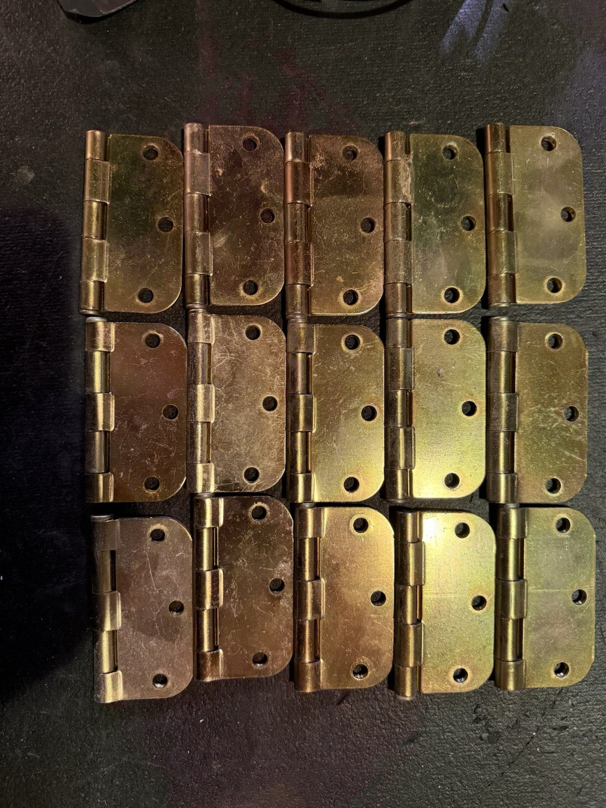 15-Pack NOS Lawrence Hardware 3.5" Door Hinges Yellow Zinc 5/8" Radius KA2558S gallery