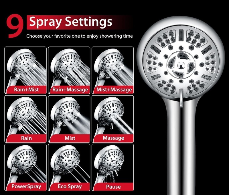 5GPM 2 in 1 Rain Shower Head Handheld Spray Combo Set gallery