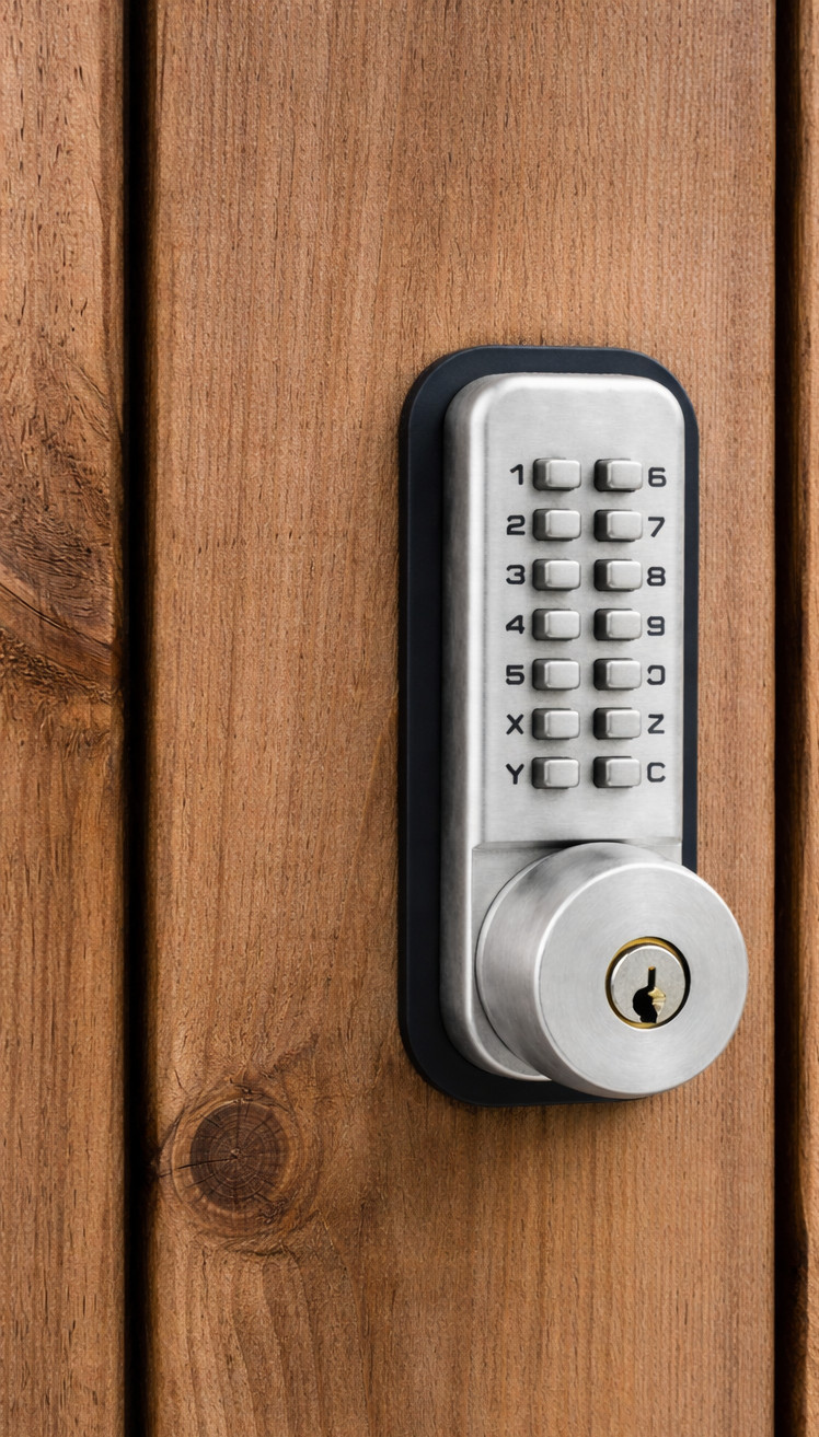 All Weather Mechanical Keyless Deadbolt Door Lock - Satin Nickel gallery