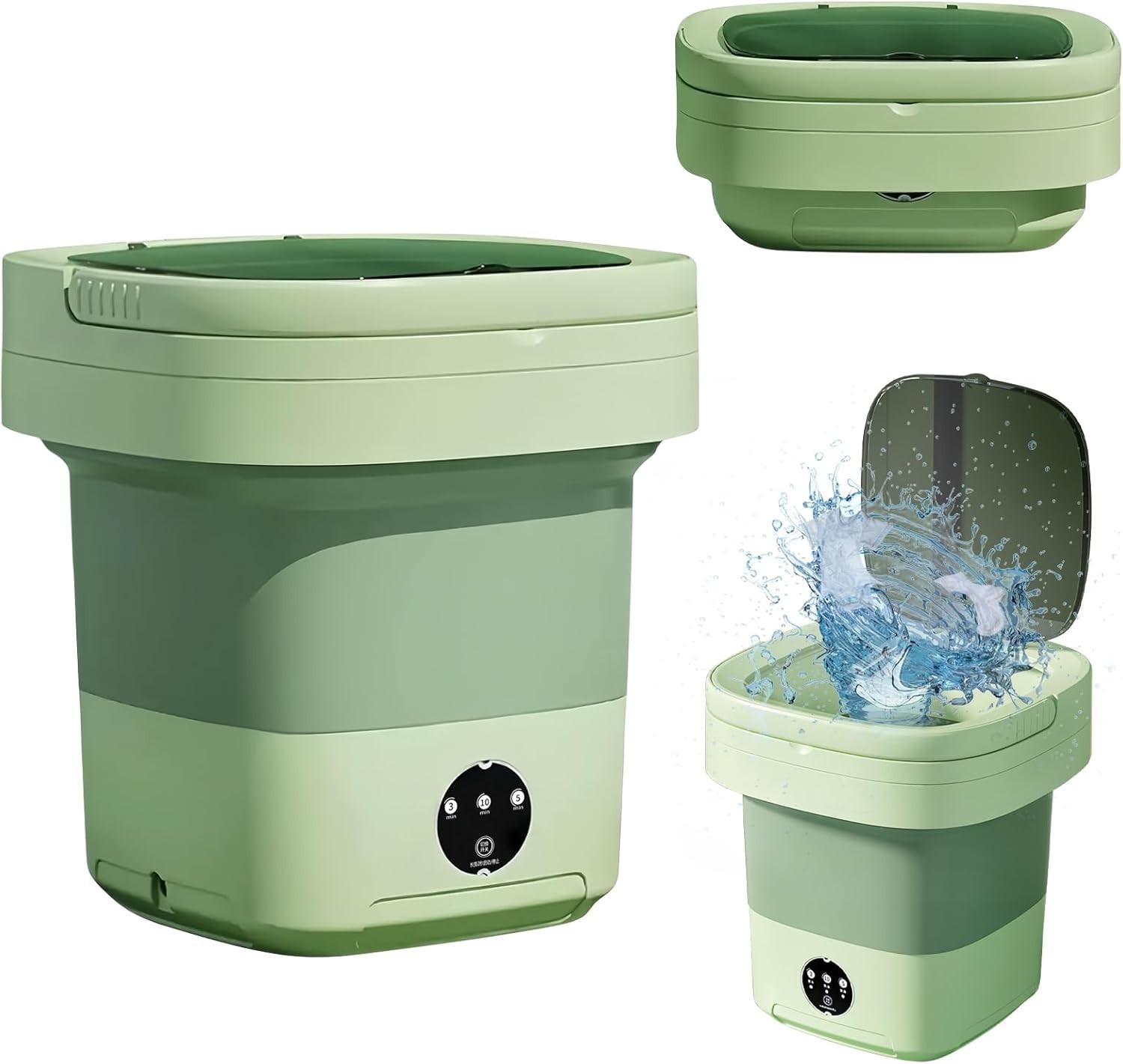 Portable Washing Machine, 11L Large Capacity, Green, Mini Washer for Underwear gallery