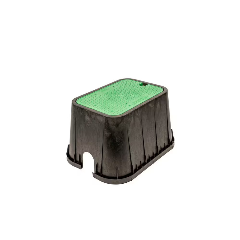 14 In. X 19 In. Rectangular Irrigation Valve Box and Lid, Black Box, Green Lid gallery