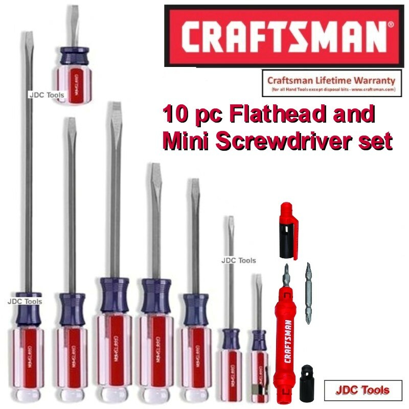 Craftsman 10 pc. Screwdriver Set Flat Head Slotted Brand New 5 6 8 17 24 28 41 gallery