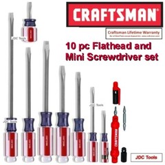 Craftsman 10 pc. Screwdriver Set Flat Head Slotted Brand New 5 6 8 17 24 28 41