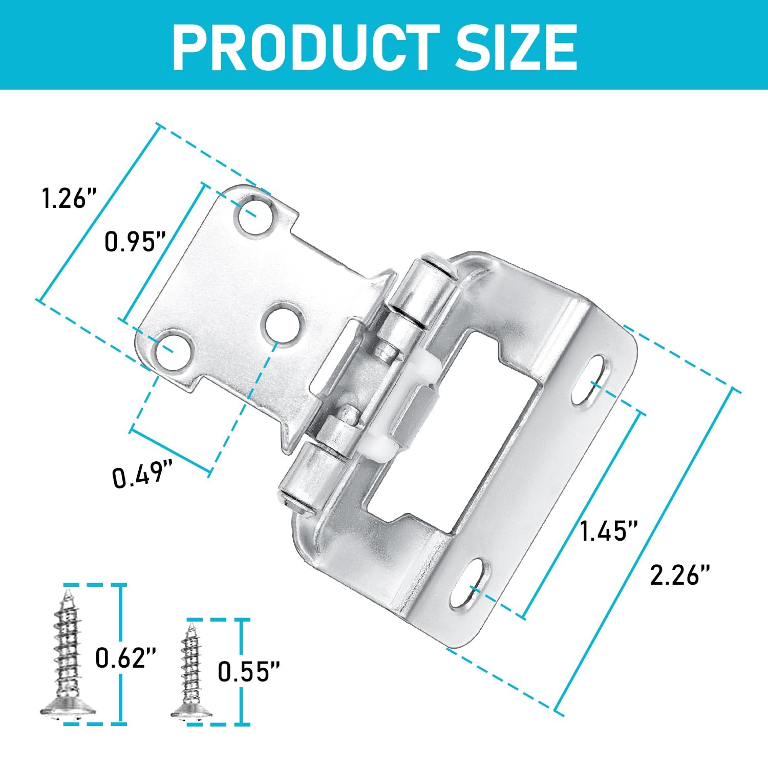 Funghwang 50 Pack 25 Pairs 1/2 Inch Overlay Kitchen Cabinet Hinges Brushed gallery
