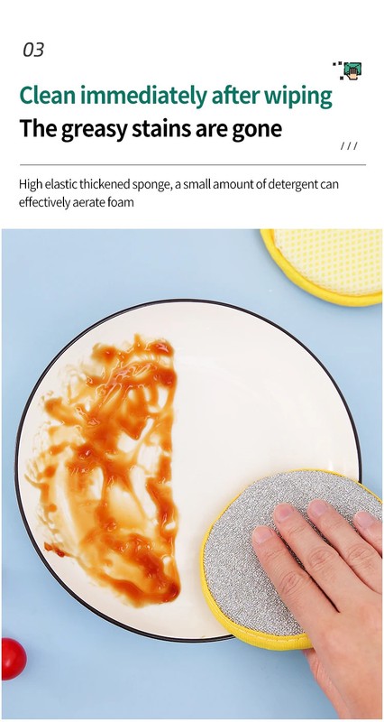 10 Pcs,Round Sponge Scrubber - Double-Sided Cleaning, Easy Stain Removal gallery
