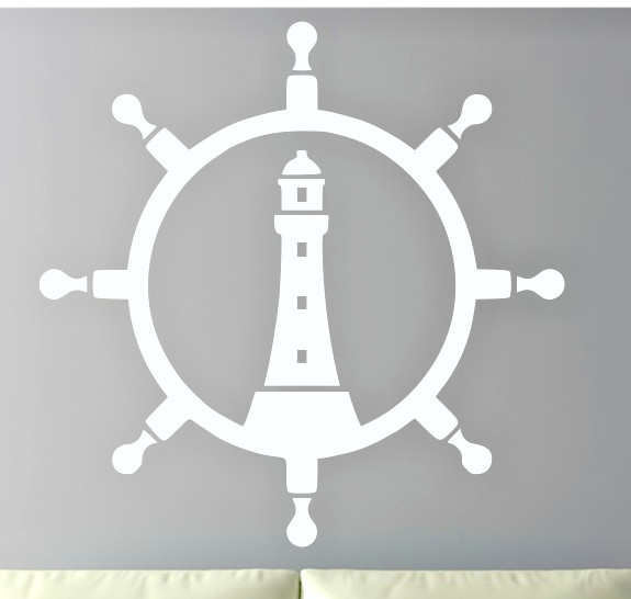 LIGHTHOUSE NAUTICAL THEME LARGE WALL VINYL DECAL STICKER - COLOR CHOICES