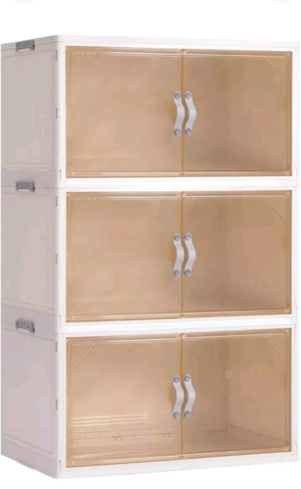 3 Pack - Collapsible Storage Cabinet - Foldable Storage Bins with Doors - 96 QT
