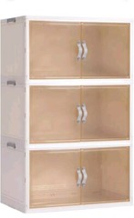 3 Pack – Collapsible Storage Cabinet – Foldable Storage Bins with Doors – 96 QT