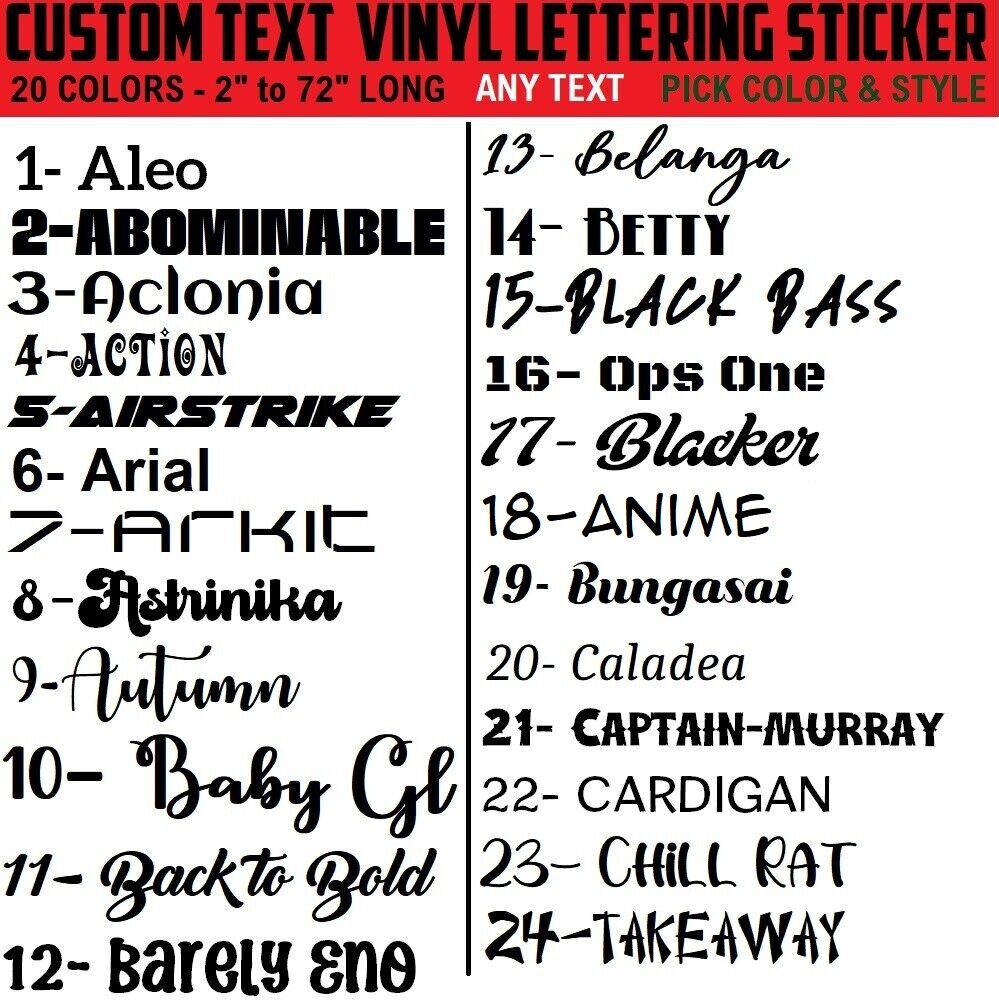 Custom Text Vinyl Lettering Sticker Decal Personalized -ANY TEXT - ANY NAME - [2 gallery