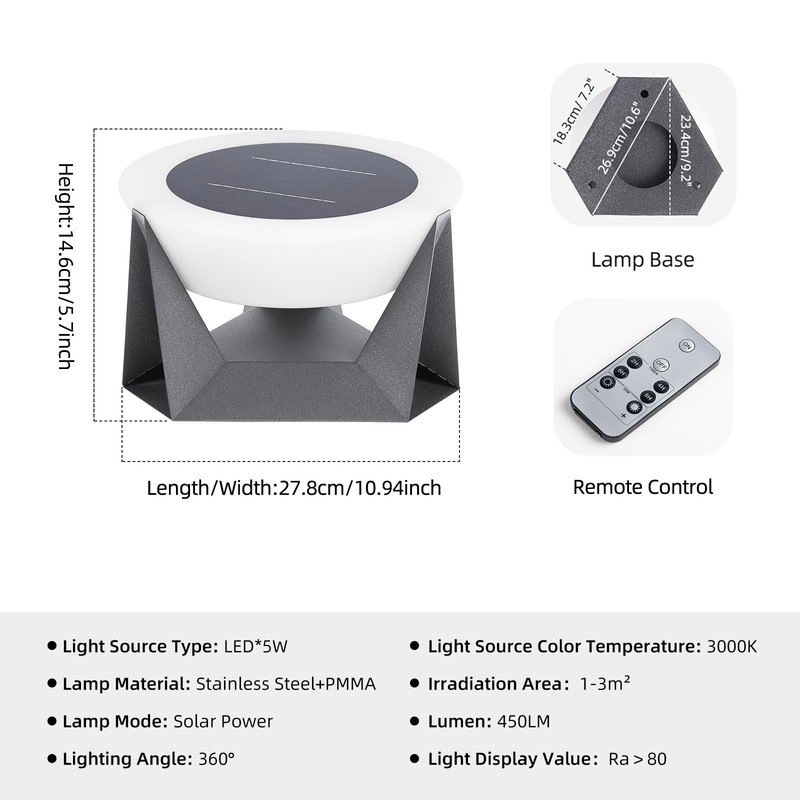 Solar Post Lights, 11" Modern Post Light Dusk to Dawn Outdoor Column Cap Light W gallery