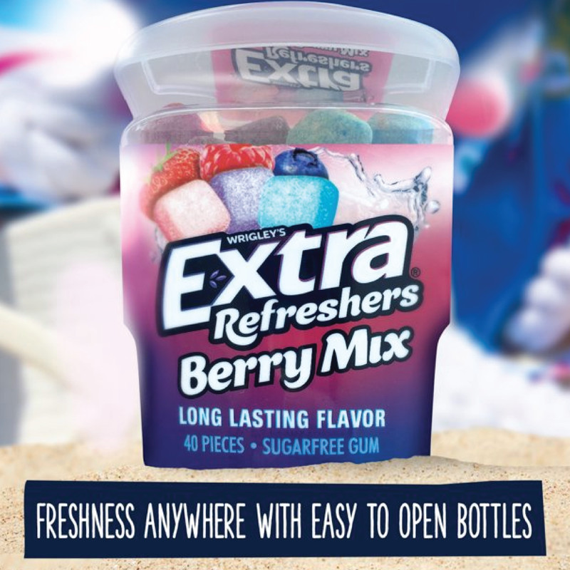 2x Bottles Wrigley's Extra Refreshers Berry Mix Gum | 40 Per Bottle | Sugar Free gallery