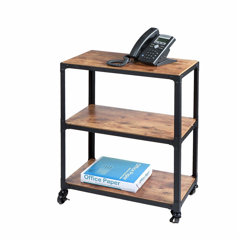Rustic Brown Black 3 Tier Utility Serving Cart Rolling Kitchen Office Storage gallery