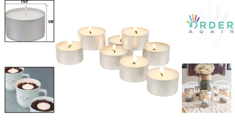 100 Pack Unscented Tea Light Candles Long Burn 8H Decorations Indoor Outdoor gallery