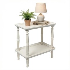 SOFE Rustic Small End Table White, Natural Wood Bedside Table for Small Space…
