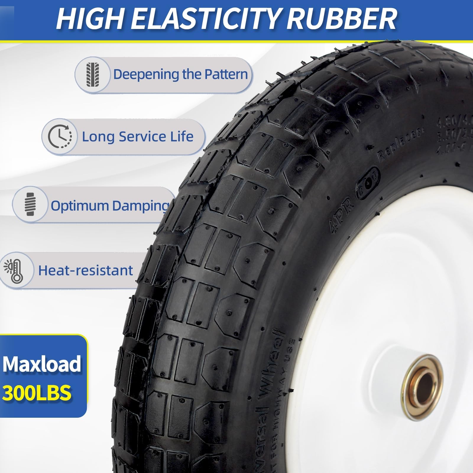 GICOOL Wheelbarrow Rubber Tire, 14-inch Pneumatic Wheel, 3"-6" Centered Hub, ... gallery