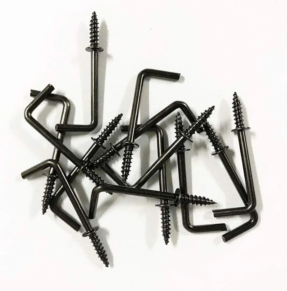 50 Pcs Black 1-1/4 Inch 1 Shape Screw Hooks L Shape Hooks Vintage 7 Shape Right gallery