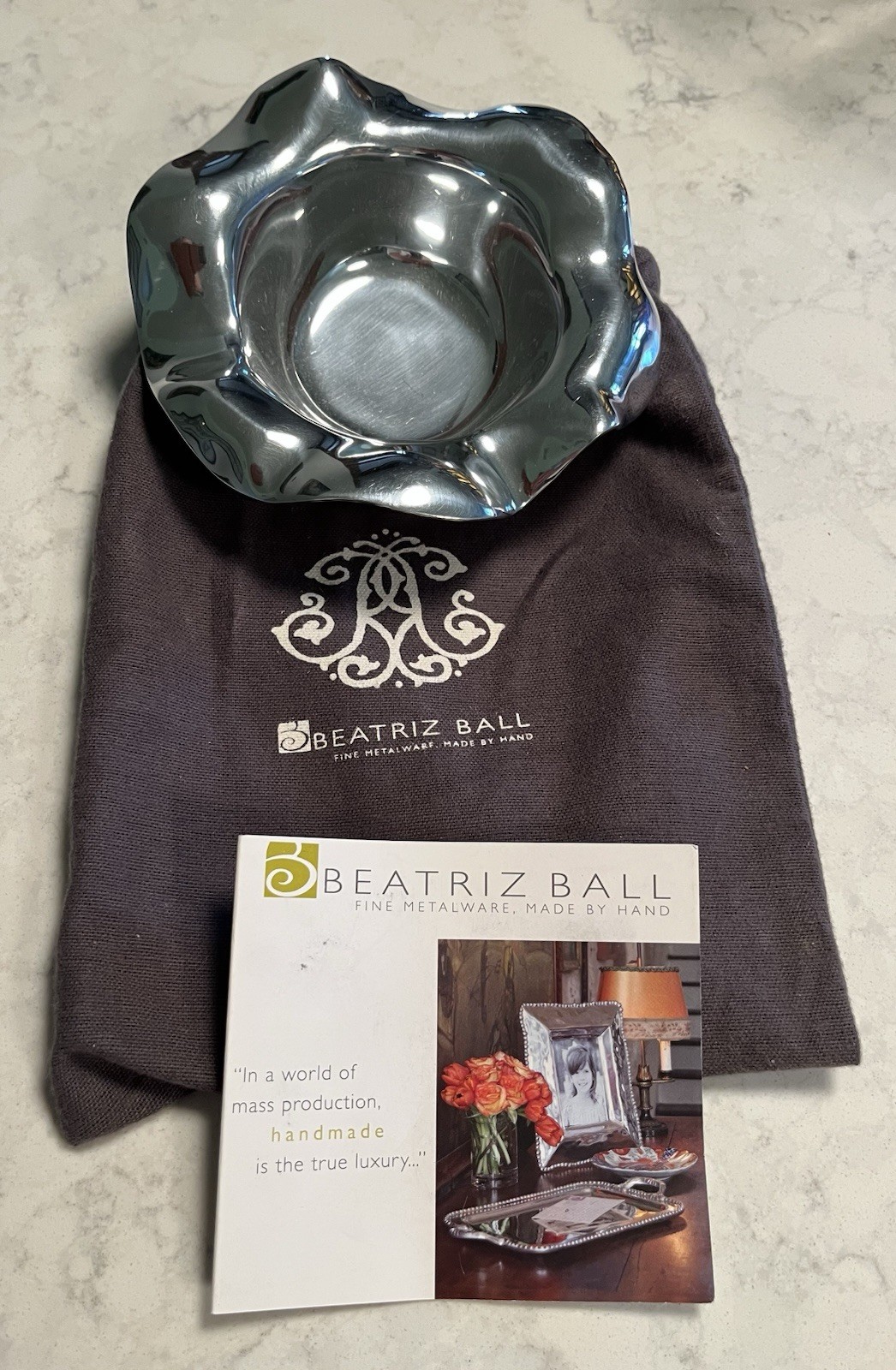 Beatriz Ball Wavy Free Form Small Silver Bowl With Dust Bag Never Used gallery