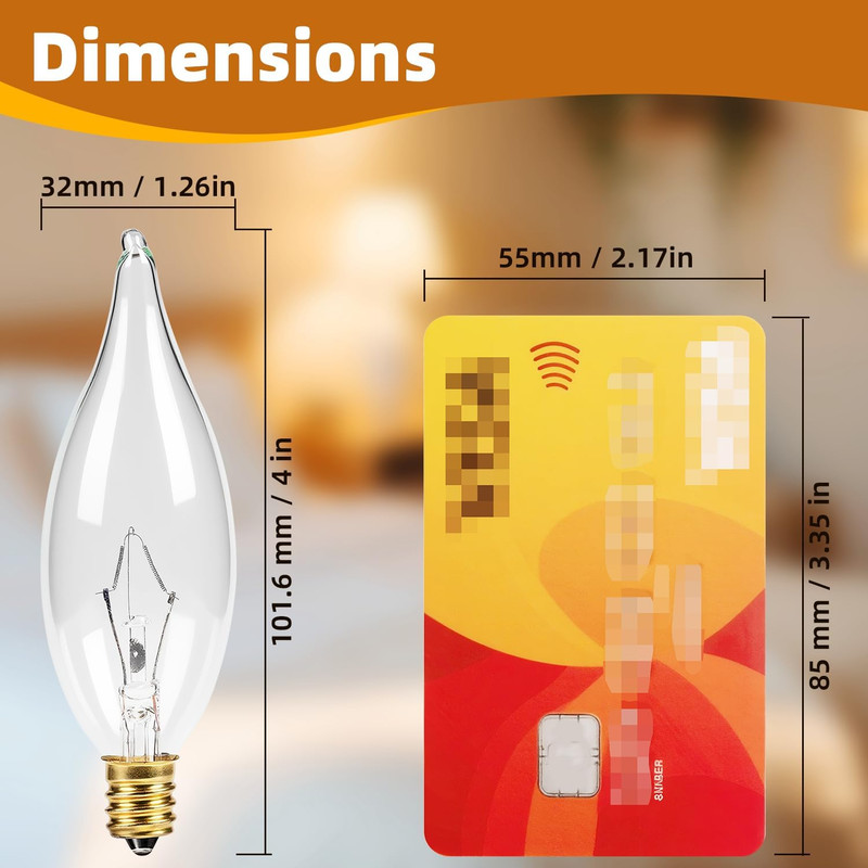 12-Pack E12 Candelabra Light Bulbs 25W, 2500K Warm White, 240 Lumen Dimmable Cha gallery