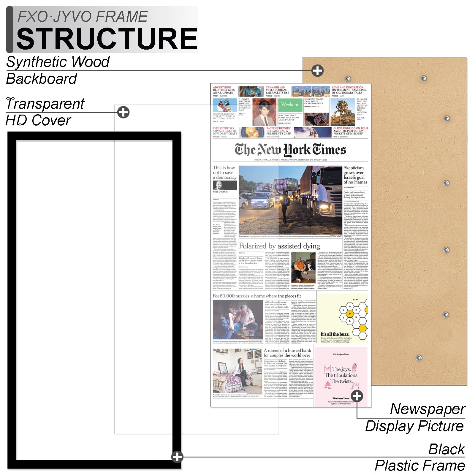 11x22 Newspaper Frame, Display 11 x 22 Inch Newspaper Front Page for Wall, Li gallery