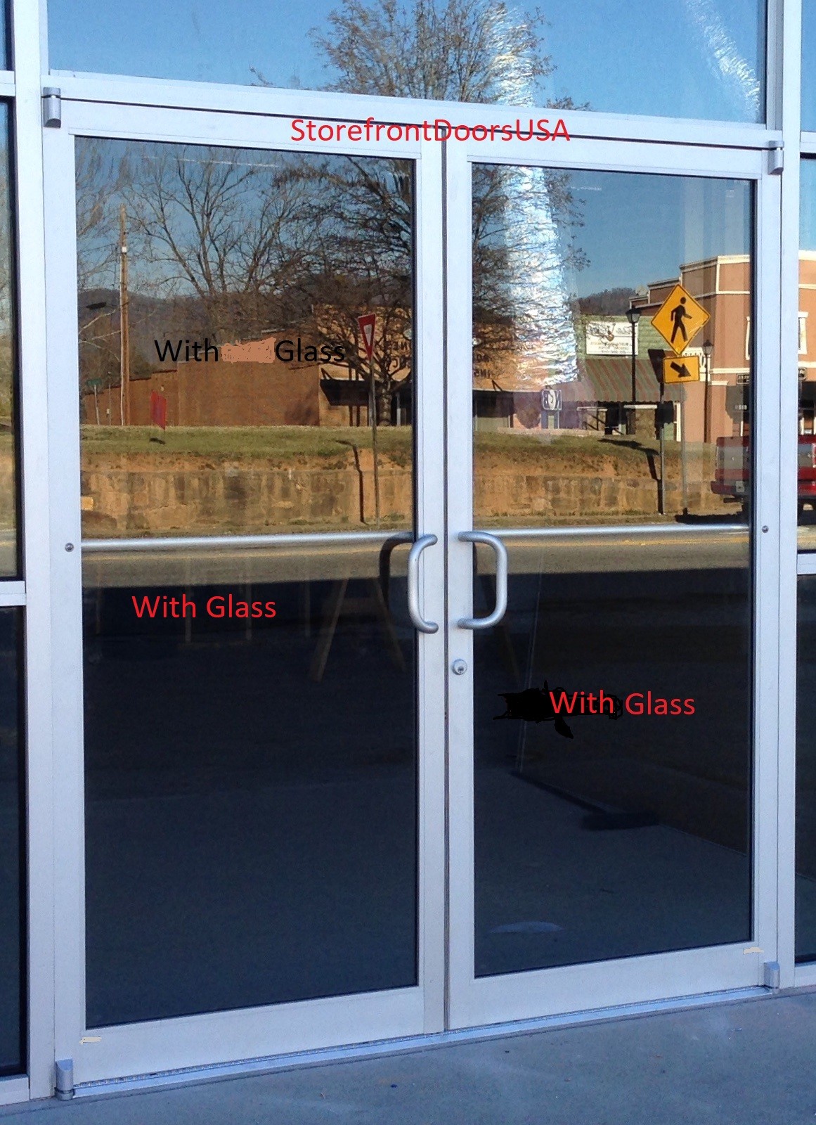 COMMERCIAL STOREFRONT DOUBLE DOOR, FRAME & CLOSER 6'0 x7'0, CLEAR FINISH w/Glass gallery