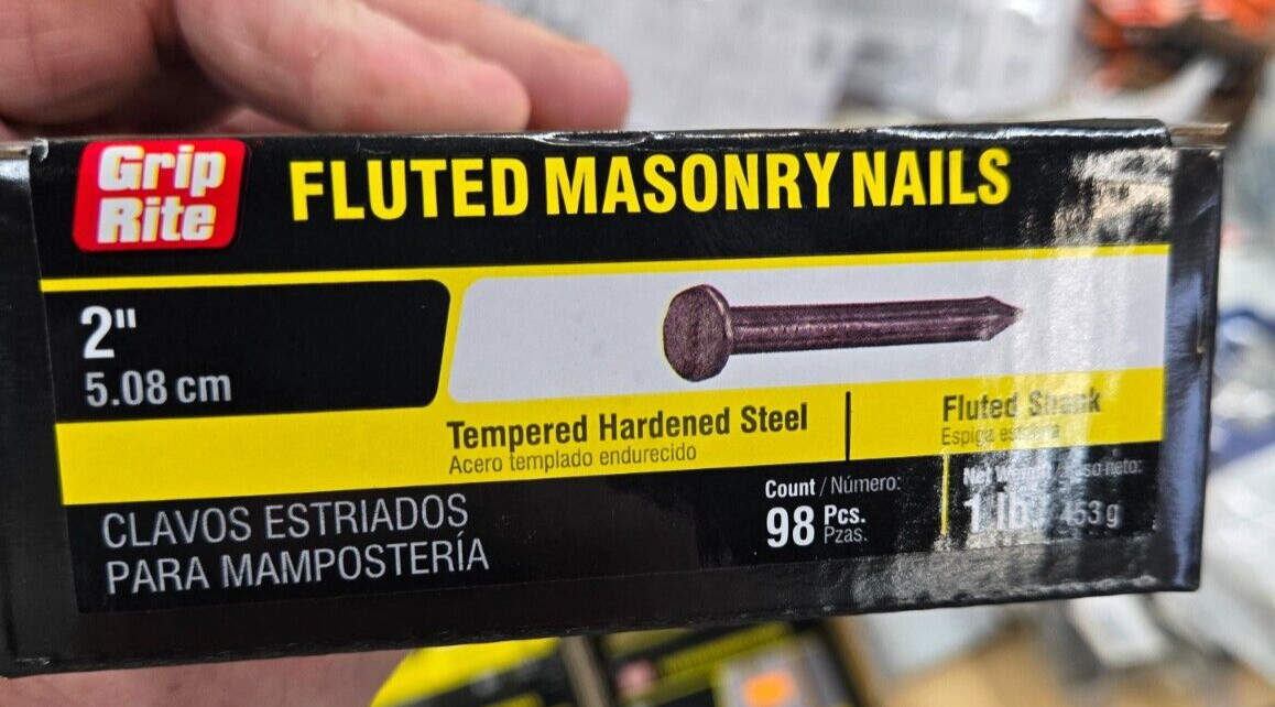 Grip-Rite 2" Masonry Tempered Hardened Steel Nail Flat Head 1 lb 2TFMAS1 gallery
