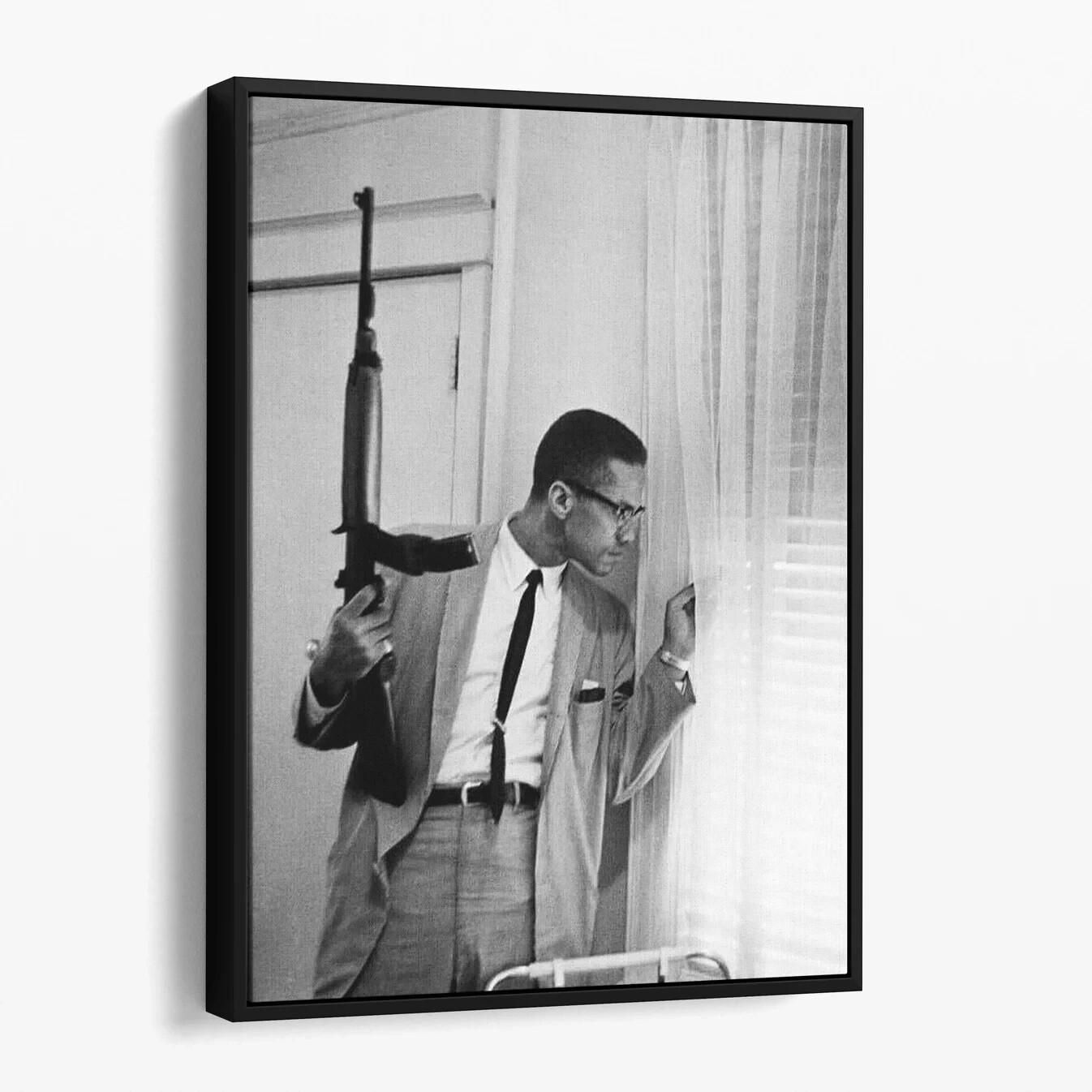 Malcolm X Machine Gun Vintage 1960s Civil Rights Canvas Print Wall Art gallery