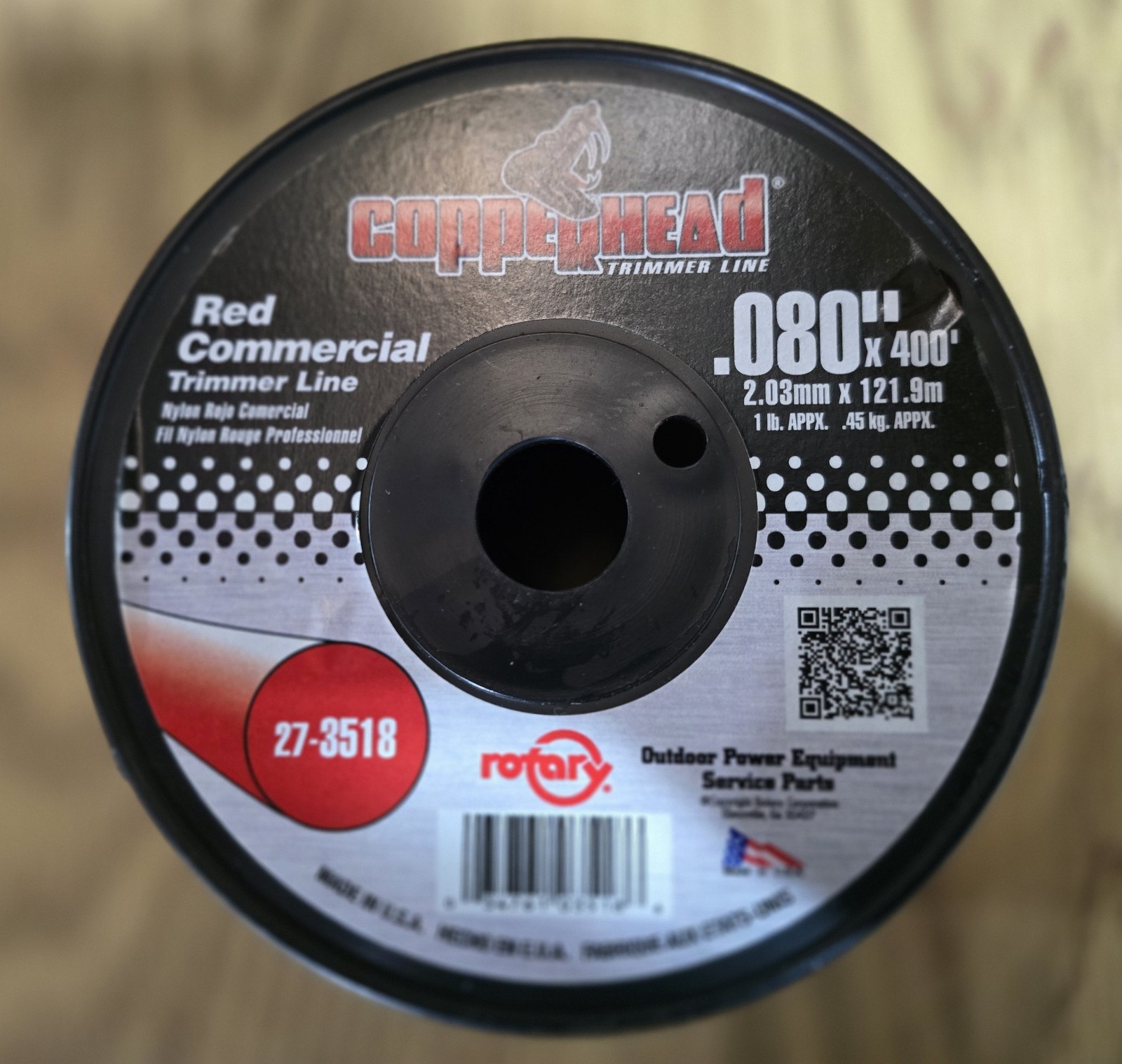 Rotary Copperhead Commercial (Red) Trimmer String Line .80" X 400' 1 Pound Spool gallery