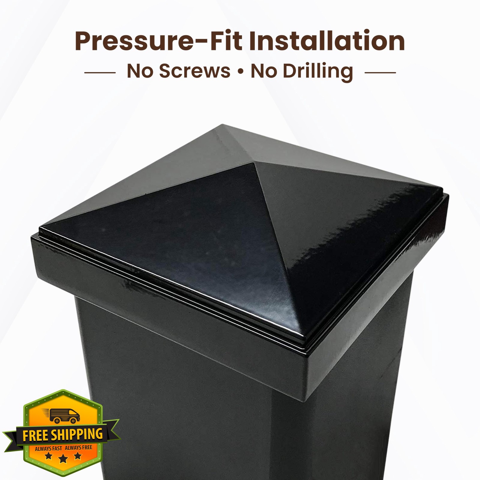 Decorex Aluminum Pyramid Post Cap Black 4"x4" Pressure Fit Fence gallery