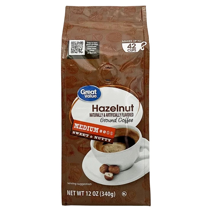 Great Value Hazelnut Medium Roast Ground Coffee, 12 oz Bag gallery