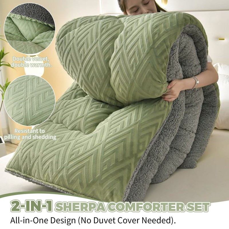 Reversible Super Thick Winter Comforter Plush Down Alternative Quilted Comforter gallery