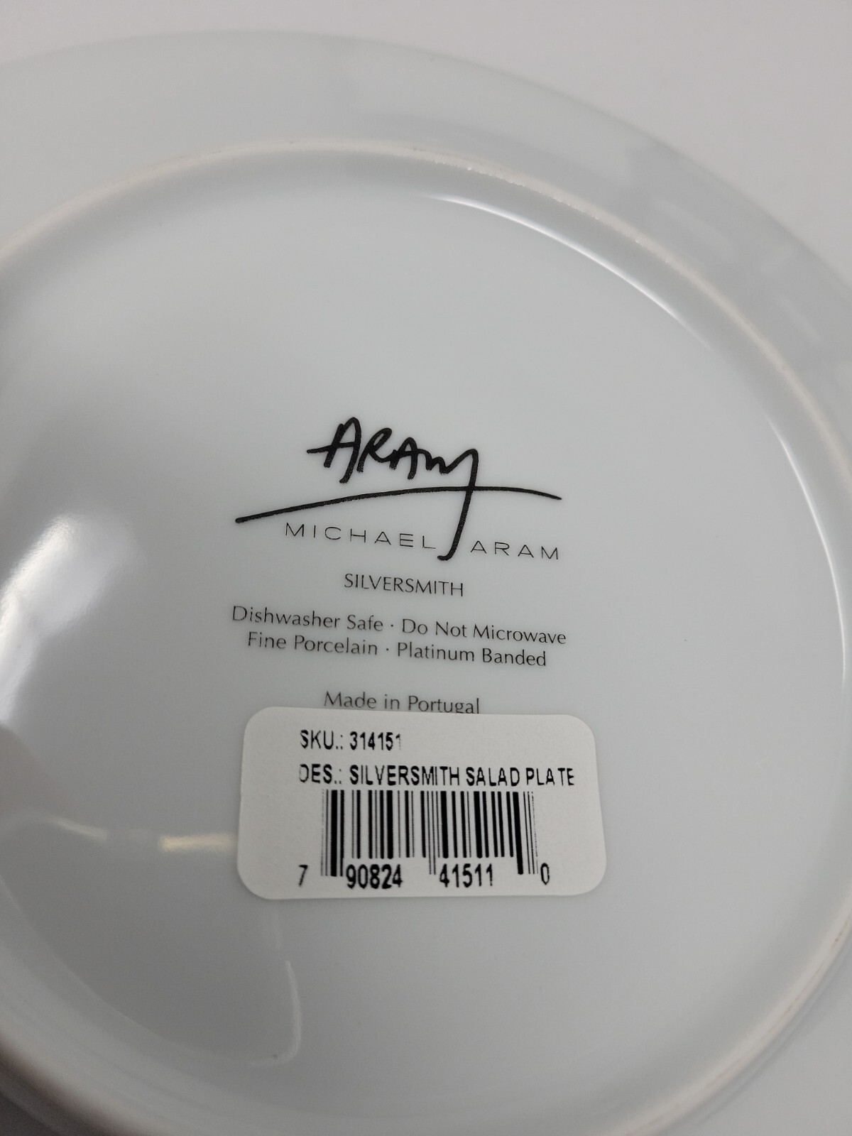 Michael Aram Silversmith Salad Plate, White, Silver Rim 8 6/8" gallery