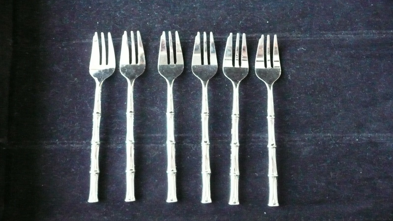 6 e.p. zinc electro plate demi-tasse bamboo shaft design forks ITALY 5" L gallery